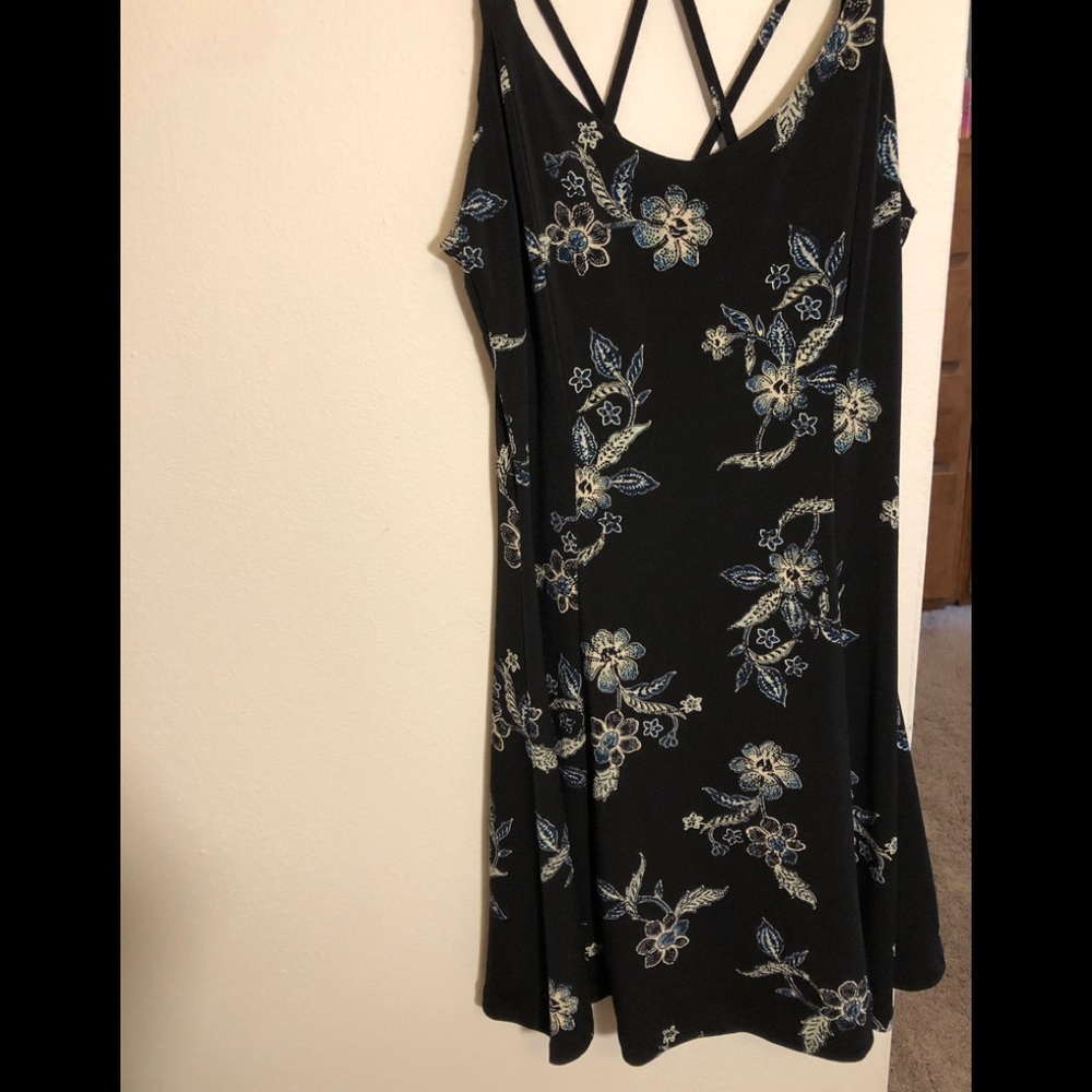 Black and blue skater dress floral designs